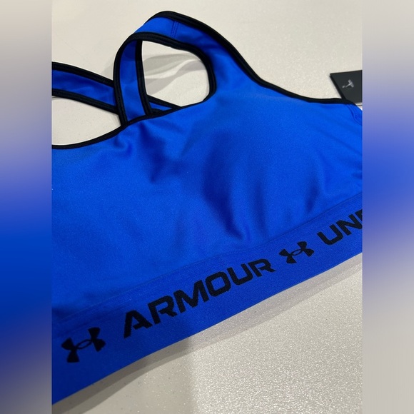 Under Armour Women's L Large Crossback Mid Medium-Impact Sports Bra Blue NWT - Picture 3 of 6